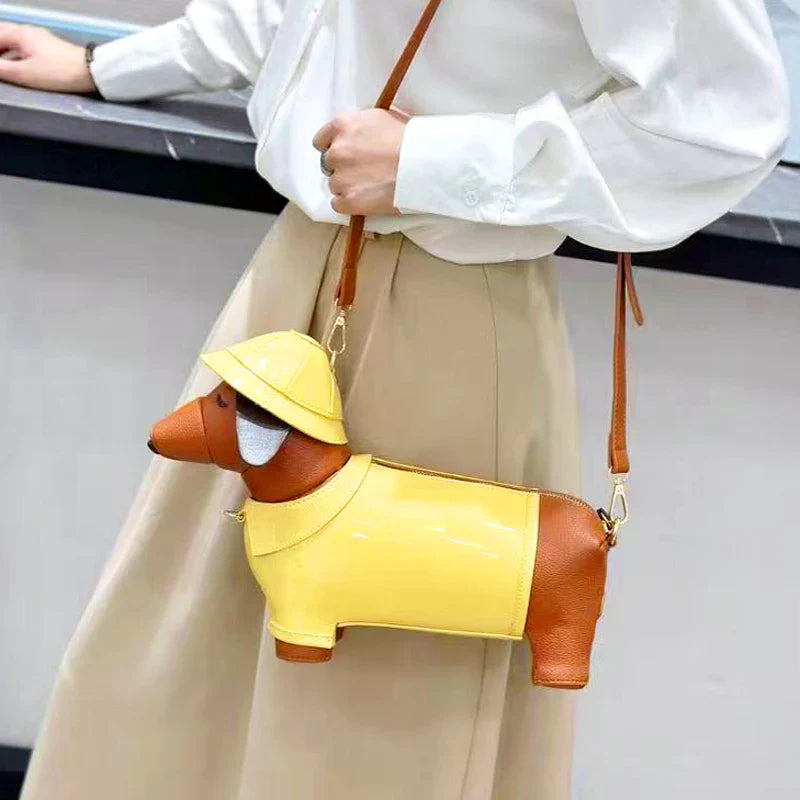 Golden Explorer Sausage Dog Luxury Handbag | FREE SHIPPING