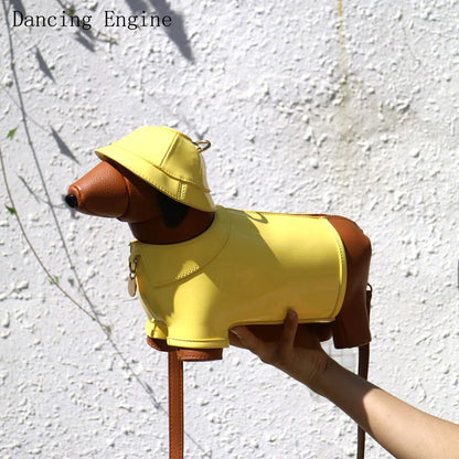 Golden Explorer Sausage Dog Luxury Handbag | FREE SHIPPING
