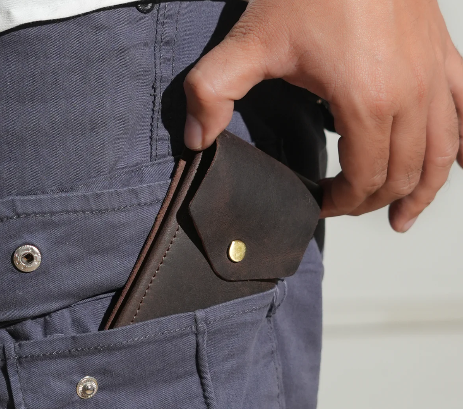 Flip Genuine Leather Wallet - Brown