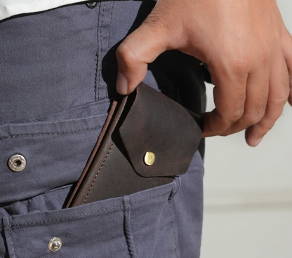 Flip Genuine Leather Wallet - Brown