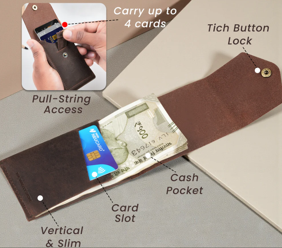 Flip Genuine Leather Wallet - Brown