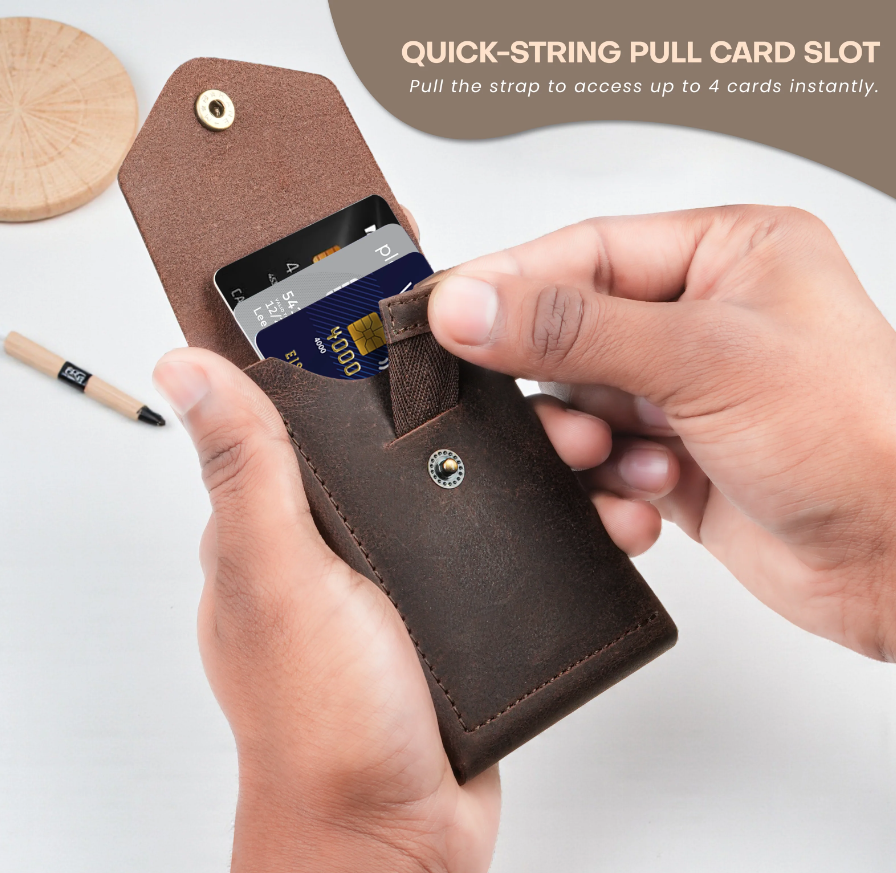 Flip Genuine Leather Wallet - Brown