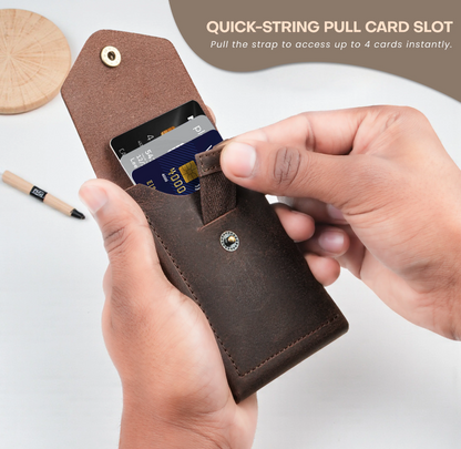 Flip Genuine Leather Wallet - Brown