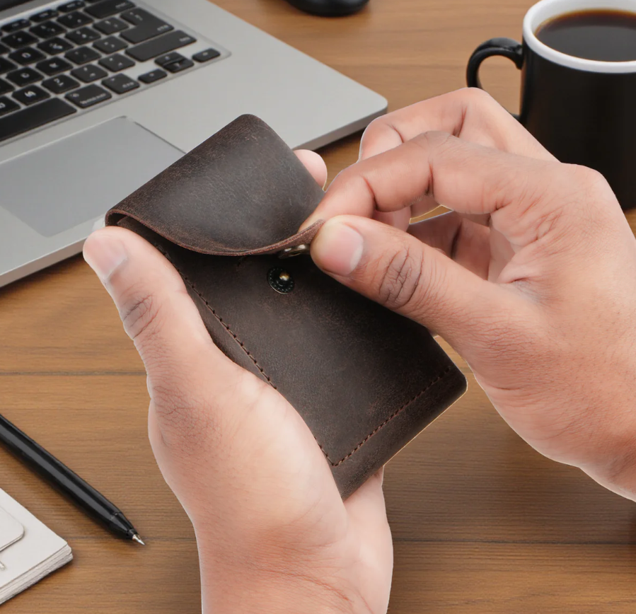 Flip Genuine Leather Wallet - Brown