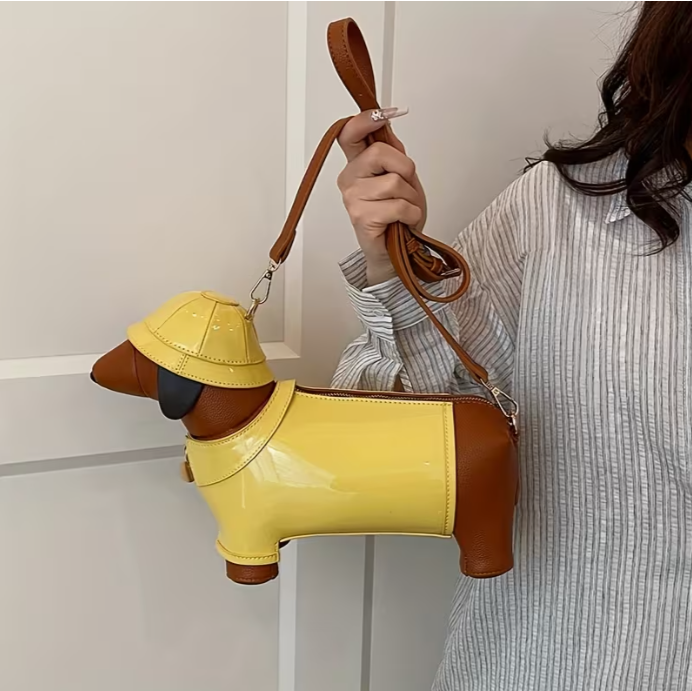 Golden Explorer Sausage Dog Luxury Handbag | FREE SHIPPING