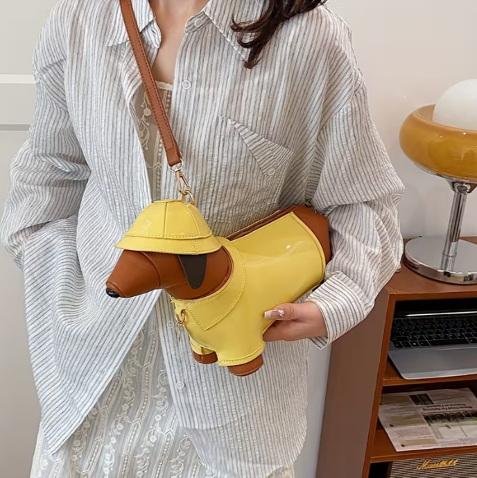Golden Explorer Sausage Dog Luxury Handbag | FREE SHIPPING