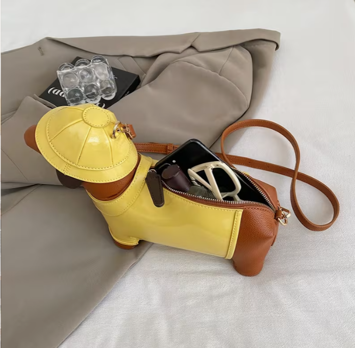 Golden Explorer Sausage Dog Luxury Handbag | FREE SHIPPING