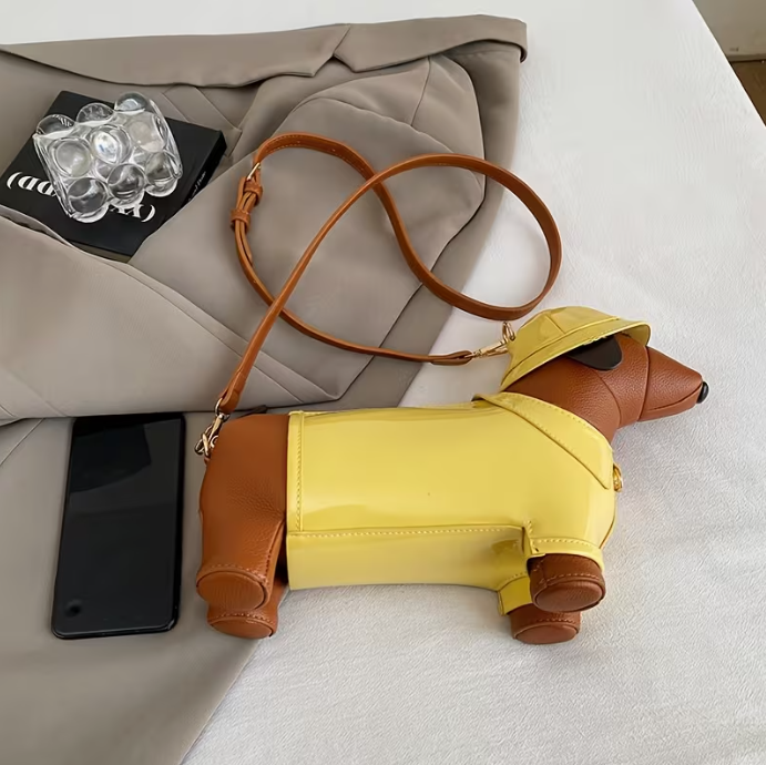 Golden Explorer Sausage Dog Luxury Handbag | FREE SHIPPING