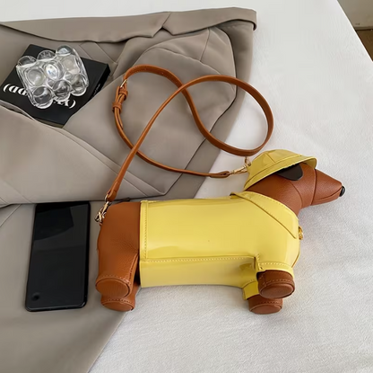 Golden Explorer Sausage Dog Luxury Handbag | FREE SHIPPING